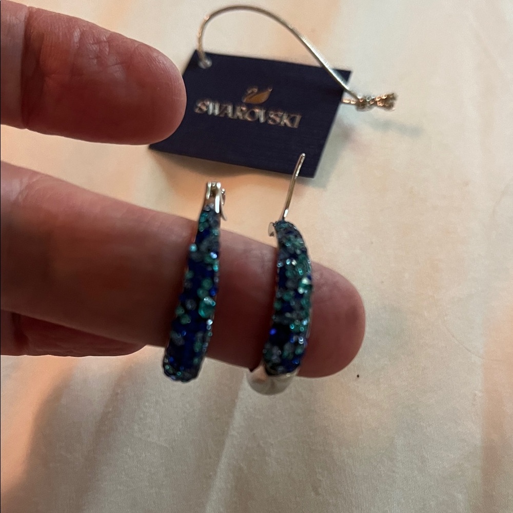 Swarovski Crystal Hoop Earrings in Blues